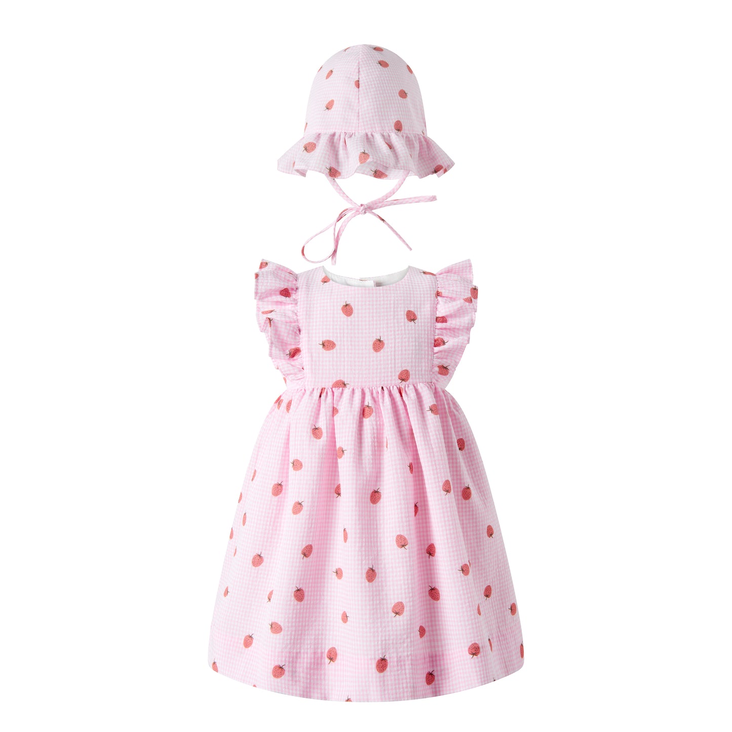 Strawberry Gingham Sundress & Hat