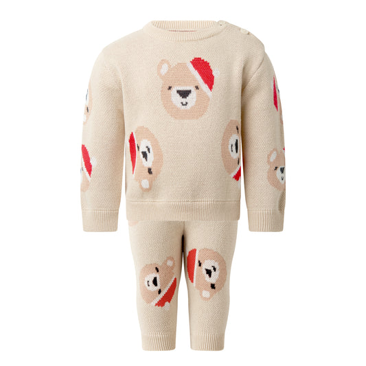 Santa Teddy Bear Sweater & Legging Set